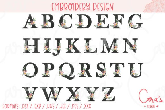 Flower Alphabet Embroidery Design