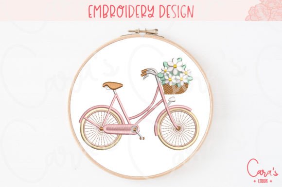 Spring Bicycle Embroidery Design